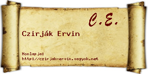Czirják Ervin névjegykártya