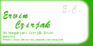 ervin czirjak business card