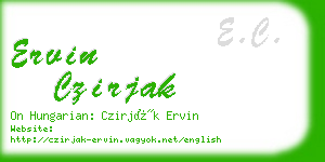 ervin czirjak business card